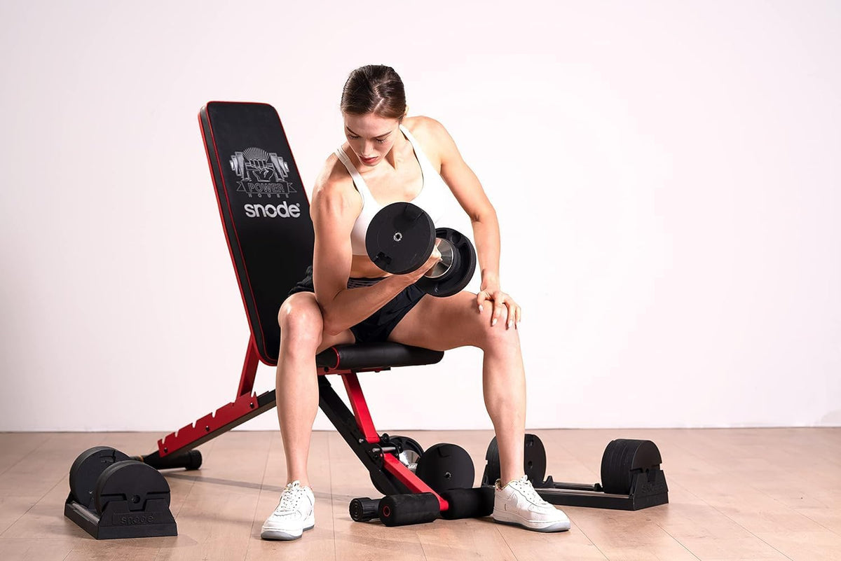 SNODE AD80 Drop Proof 80 lbs Adjustable Dumbbell Set -Adjustable Weights with Cast Iron Plates and Cradle, Knurled Handle, Fast Adjust, Compact Home Gym Equipment for Bench & Press