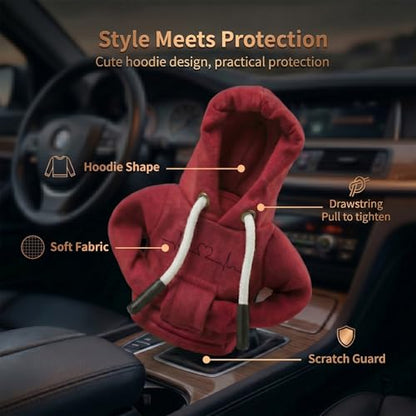 Heart Shaped Dog Gear Shift Hoodie, Universal Car Shift Knob Cover, Manual Automatic Stick Shifter Cover Mini Hoodie, Car Interior Accessories Cute Dog Gifts for Pet Love Drivers Women Men - color: Dog