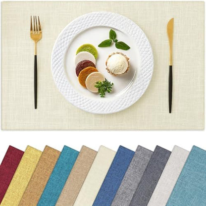 Homaxy Cloths Placemats for Dining Table Set of 6, 13" x 19", Cream