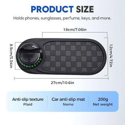Mobile Phone Bracket Anti-Slip Mat, Multifunction Car Dashboard Mat with Temporary Parking Number, Rotatable Universal Non-Slip Car Dashboard Mat with Phone Holder for Sunglasses and Keys Gadget (C) - color: C
