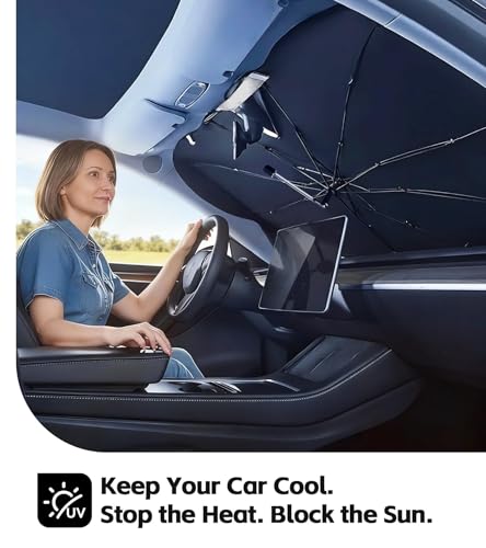 Windshield Sun Shade for Audi Q7 2016-2026 with 360° Rotating Shaft, Custom Fit Umbrella Sunshade for UV Blocking, Interior Heat Protection, Easy Storage - size: Fit for Audi Q7 2016-2026