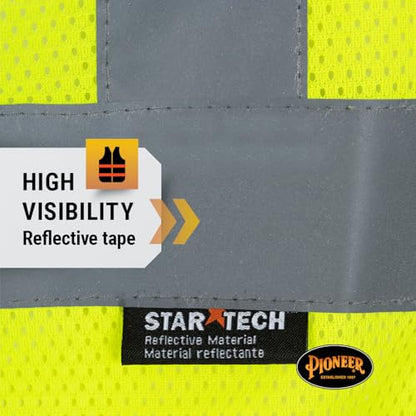 Pioneer Hi Vis Mesh Safety Vest for Men & Women - Reflective Tape - Class 2 - Traffic, Public Safety, Security - Yellow/Green - color: Yellow/Green, size: Small