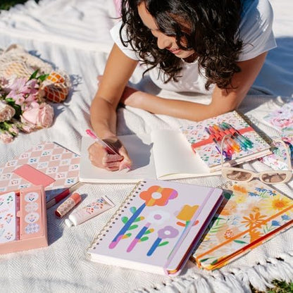 Orange Circle Studio Undated Tri-Tab Planner,Garden Renaissance Weekly & Monthly Planner Journal, 7 x 9.6 Spiral Notebook with Stickers, Pockets, Elastic Closure and Lined Notes for Everyday Use