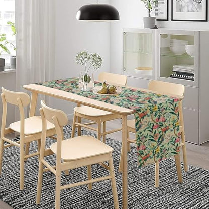 William Morris Floral Table Runner, Birds Butterflies and Bees Botanical Flower Original Design Print Table Runner for Home Party Dining Room Kitchen Decor 13x36 Inch
