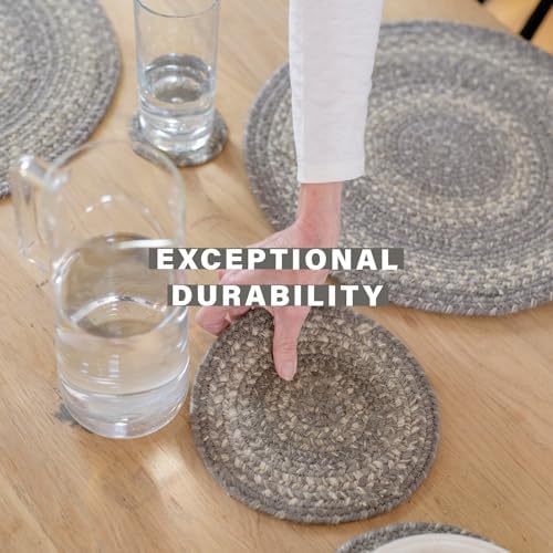 Homespice Grey Cloud Jute Braided Placemats, Rect 13x19 Set of 6