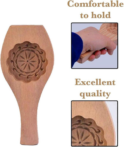Killer's Instinct Outdoors Carved Round Wooden Mould Press Mooncake Mold Middle Eastern Cookie & Cake Mold 2-1/2" Diameter 1/2" Depth Maamoul Cookie Spoon