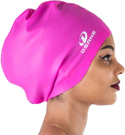 Dsane Extra Large Swimming Cap for Women and Men,Special Design Swim Cap for Very Long Thick Curly Hair&Dreadlocks Weaves Braids Afros Silicone Keep Your Hair Dry