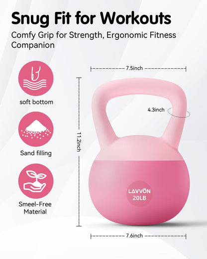 Soft Kettlebell - Cushioned Impact-Resistant Base and Anti-Slip, Kettle bell Anti-Slip Grip Weight for Home Workouts, Safe Strength Training Kettlebells Sets for Women & Men, With Non-slip Gloves