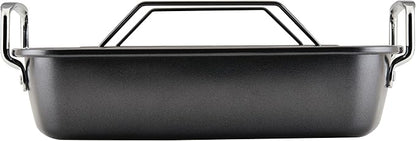 Circulon Ultra-Lasting Nonstick Roasting Pan with Rack, Roaster Pan with Easy Serve Rack, 17-Inch x 13-Inch, Black