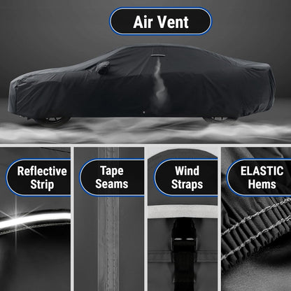 iCarCover Custom Car Cover for Buick Electra (1985-1990) Waterproof All-Weather Rain Snow UV Sun Protector Full Exterior Indoor Outdoor Car Cover (Stripe - Black/Red)