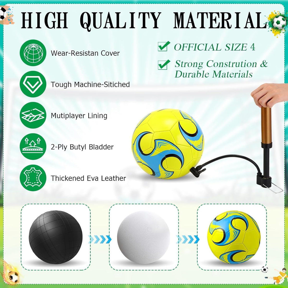 12 Sets Operation Christmas Deflated Soccer Ball Bulk with Pump Jump Rope, Bulk Soccer Balls 7.25 ft Adjustable Skipping Rope Outside Sport Balls
