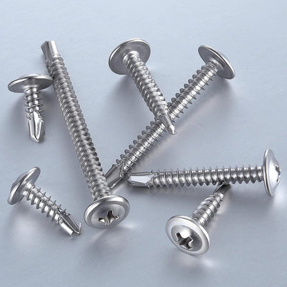 (100 pcs) Wensilon #10×2”for Sheet Metal Self-Tapping Screws 410 Stainless Steel Truss Head High-Strength Quick Tapping Screws