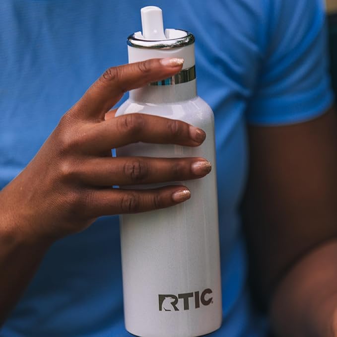 RTIC 20oz Journey Water Bottle Ceramic Lined Metal Stainless Steel Vacuum Insulated, BPA Free, Reusable, for Water, Hot and Cold Drinks, Travel, Sports, Camping, Pink Magnolias