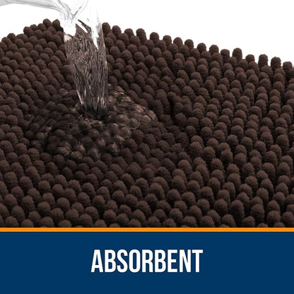 OLANLY Large Bathroom Rugs 70x46, Extra Soft Absorbent Chenille Bath Rugs, Rubber Backing Quick Dry, Machine Washable Bath Mats for Bathroom Floor, Tub and Shower, Home Decor Accessories, Brown