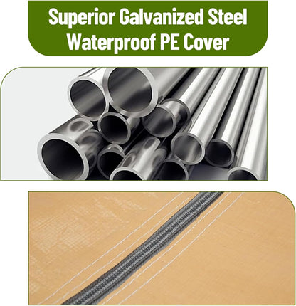 10 x 20ft Heavy-Duty Carport with Roll-Up Windows & Removable Sidewalls & Doors Thickened Wind Ropes, Ground Nails, Portable Car Tent Garage for Cars, Trucks, Boats, 180G Durable Tarp Cover,Yellow