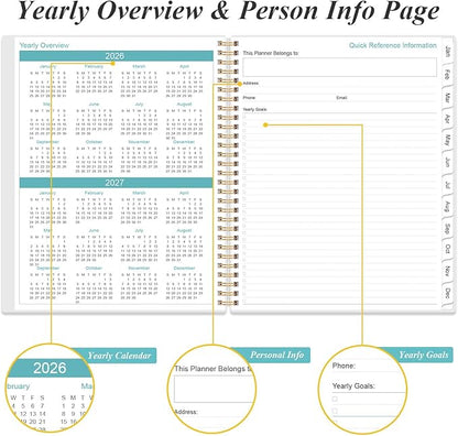 Daily Planner 2026-2027 Full Page Per Day- 2026-2027 Daily & Monthly Planner from July 2026 to June 2027, Day Planner 2026-27 with 12 Months Tabs, 8.5" x 11", Pink Flowers