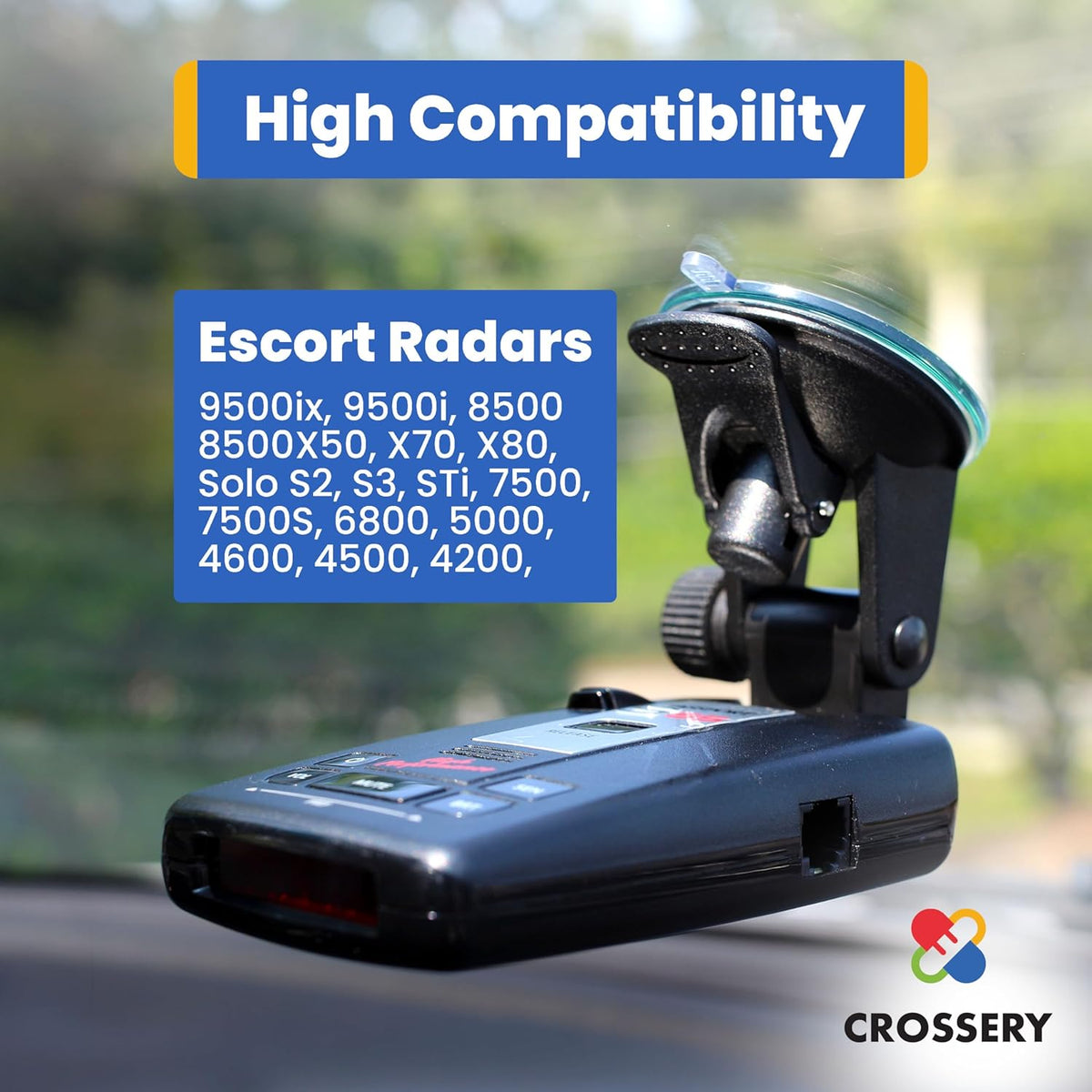 Radar Detector Mount for Escort Radar Detectors, Dash & Windshield Car Suction Cup Mount Fit for Escort Passport 9500ix, 9500i, 8500, 8500 X50, X70, X80, Solo S2, S3, STi and Beltronics RX-65, Black