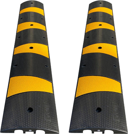 Rubber Speed Bump 6 Feet Rubber Driveway Modular Heavy Duty Speed 72.4 x 12 x 2.4 Inch Cable Protector Ramp for Garage Gravel Roads Asphalt Concrete, 6Ft-Speed Bump (2 Pack 6ft Speed Hump)