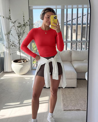 GAYHAY Long Sleeve Shirts for Women Tops Fitted Clothes Fall Fashion 2026 | Basic Tees, Girls School Outfits, Y2k Winter Tshirt, Tight Underscrub, Workout Casual, Cute Trendy Plain Compression Layering
